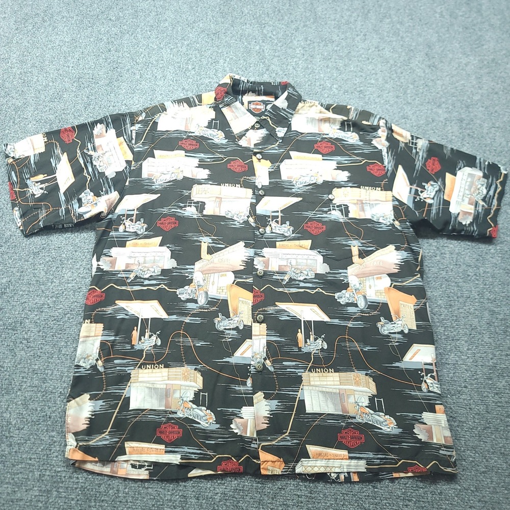 Vintage 90s Harley-Davidson Tori Richard Mens Large Button Up Motorcycle Shirt